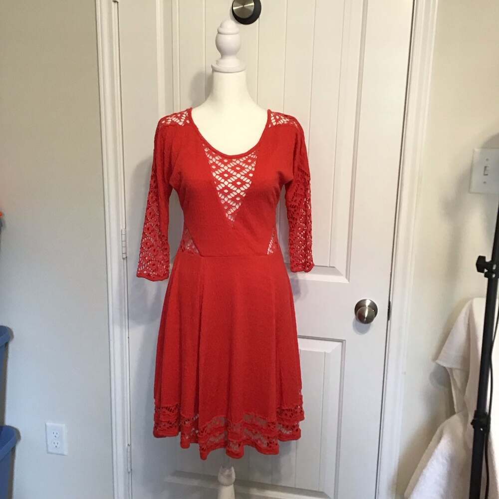 Free People To The Point Crochet Mini Flare Dress Small Summer Boho Chic - Picture 5 of 9